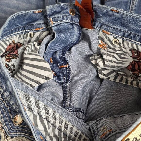 Rock Revival Cleer Easy Crop Jeans 30 Embellished Pockets - Picture 14 of 15